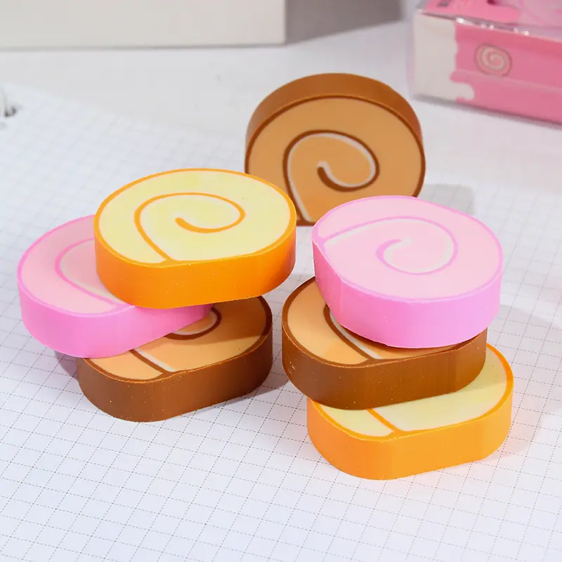 Kawaii swiss roll eraser set