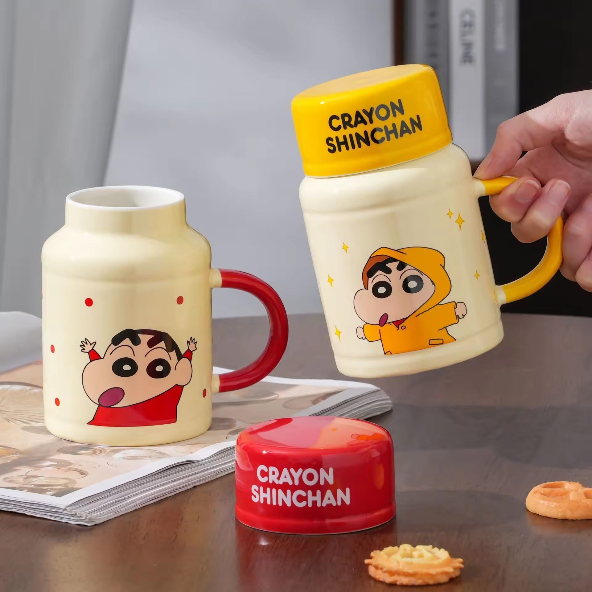 Crayon shinchan mug with lid