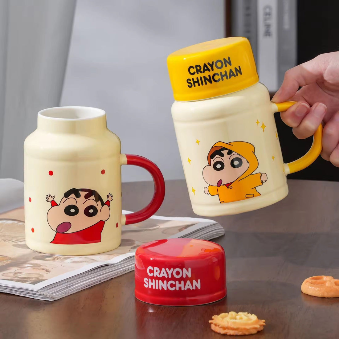 Crayon shinchan mug with lid