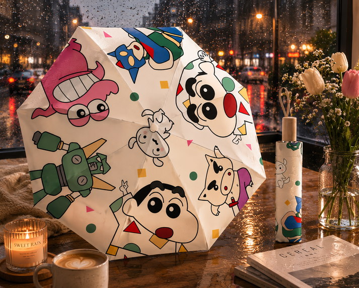 Shin-chan umbrella with printed characters