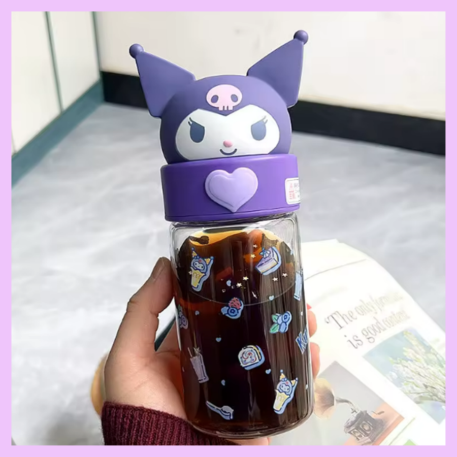 Kawaii kuromi glass bottle