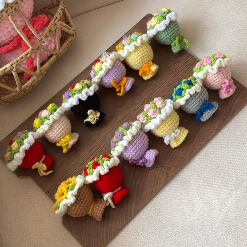 Flower crochet bouquet keychain