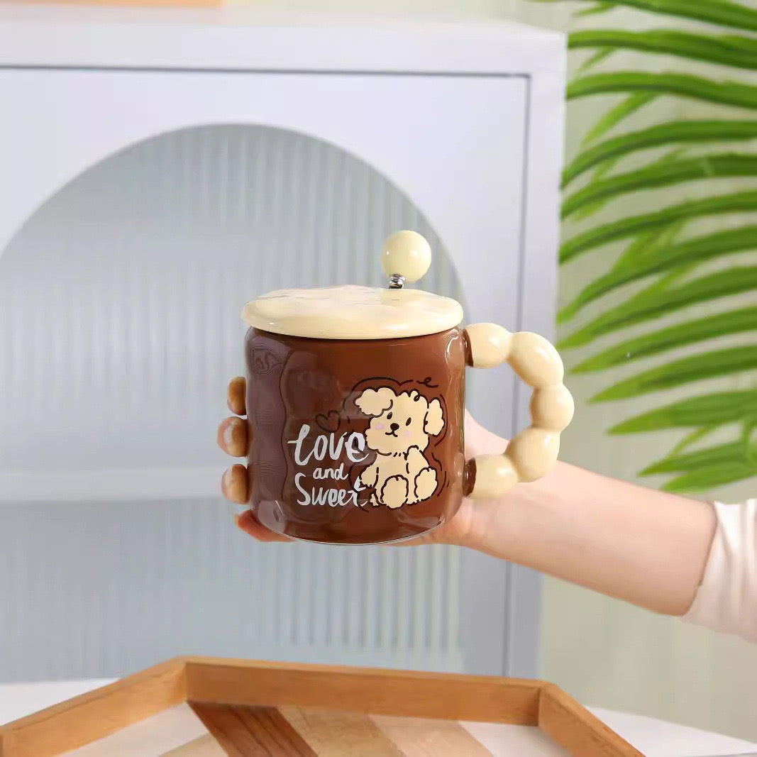 Doggo mug with lid and spoon