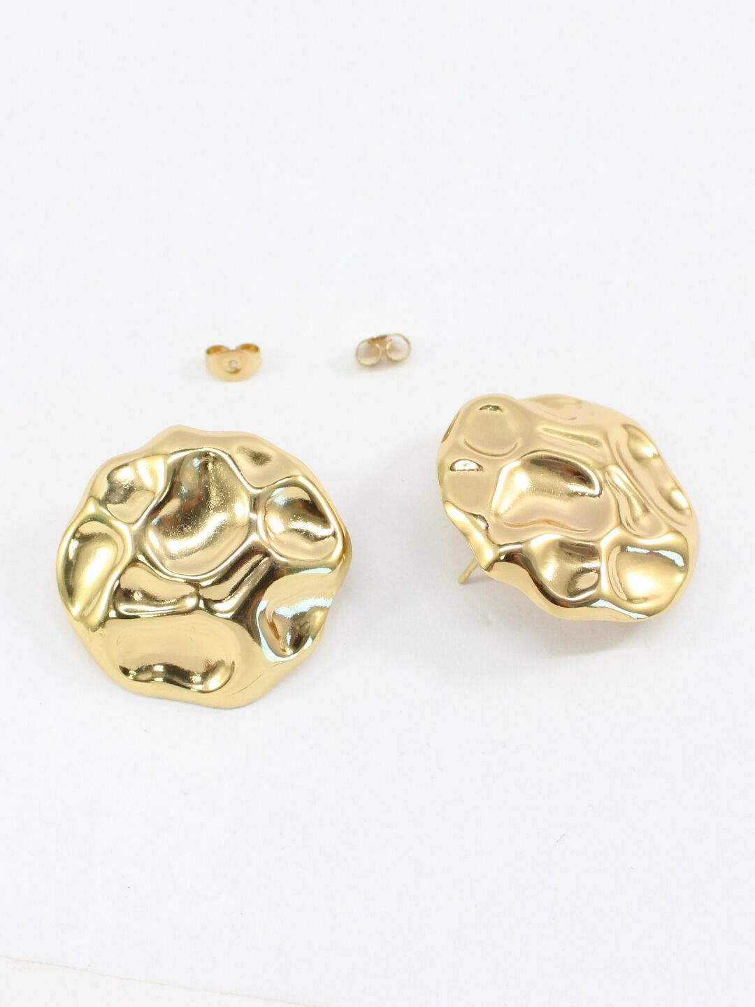 Gold coin anti tarnish earrings