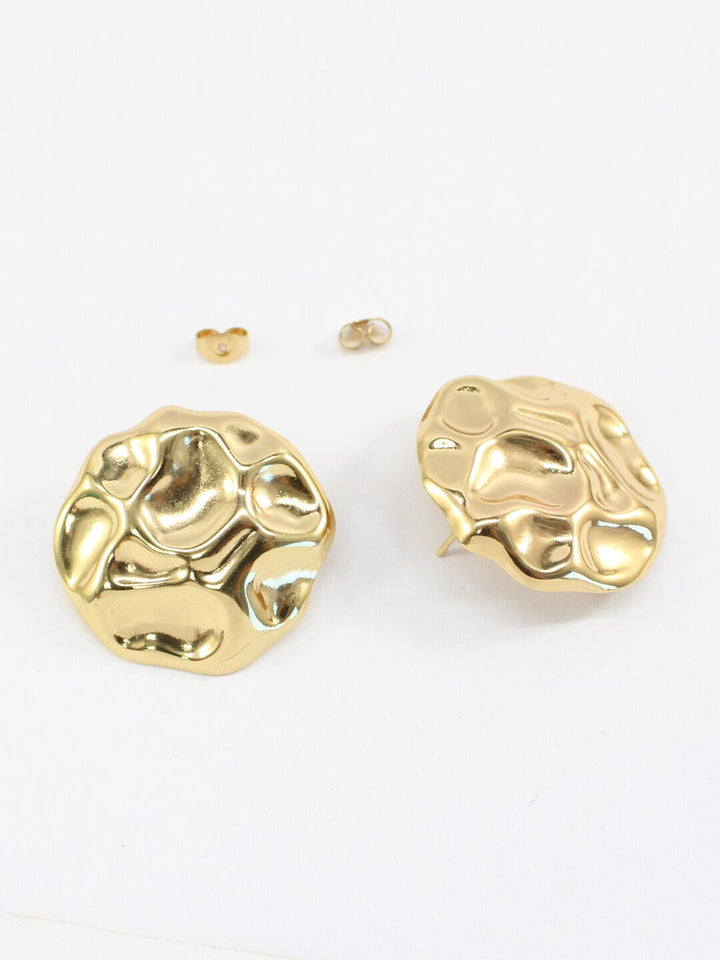 Gold coin anti tarnish earrings