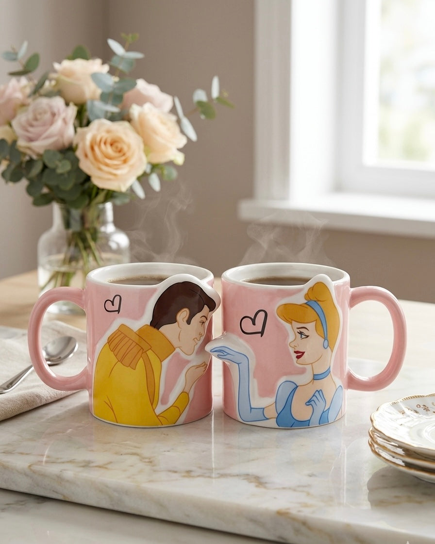 Cinderella and Prince Charming Kiss Mug Set