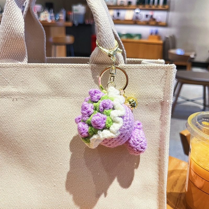 Flower crochet bouquet keychain
