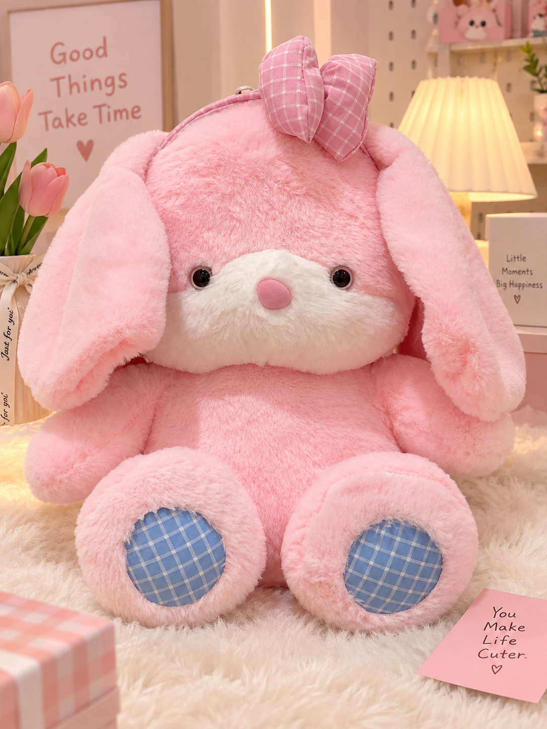 Kawaii bow rabbit plushie