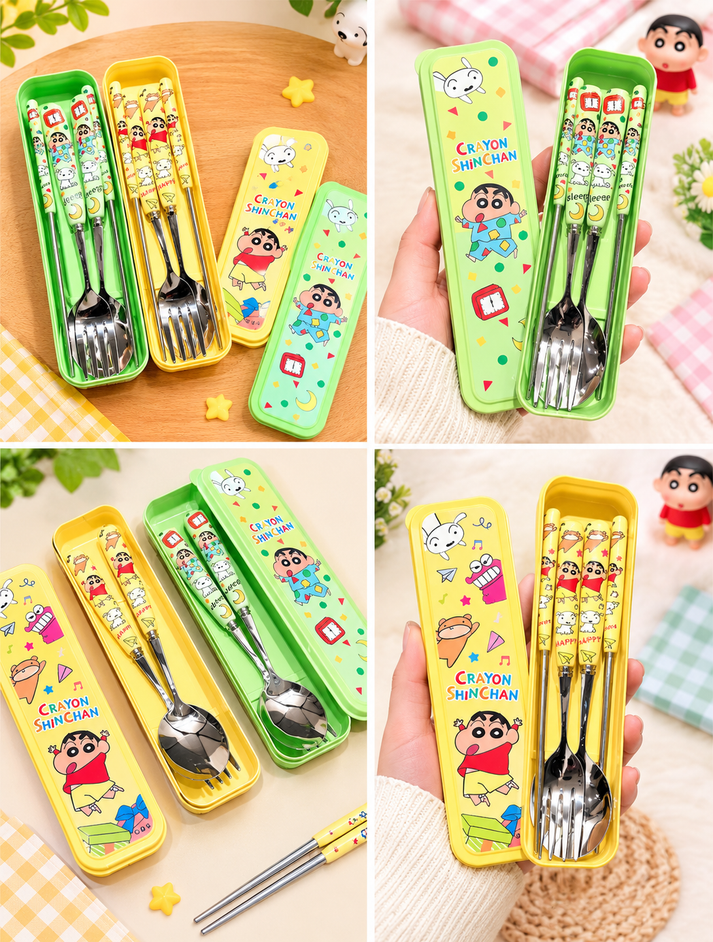 Kawaii shinchan cutlery set
