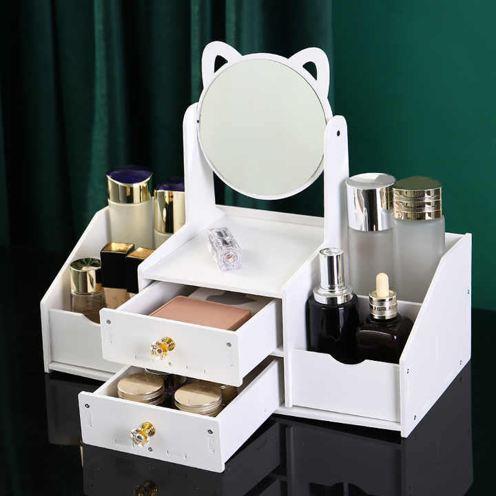 Cat mirror desk organizer