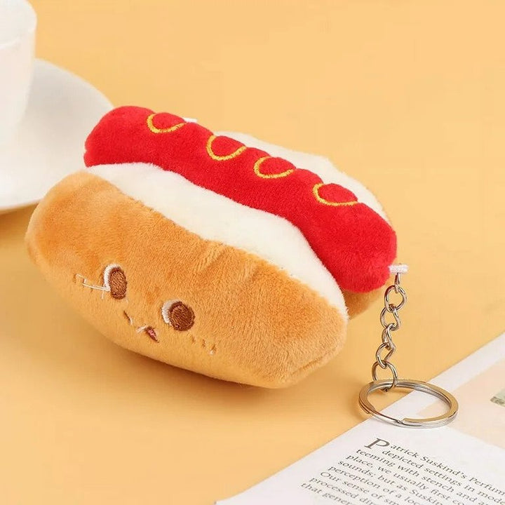 Kawaii hot dog keychain