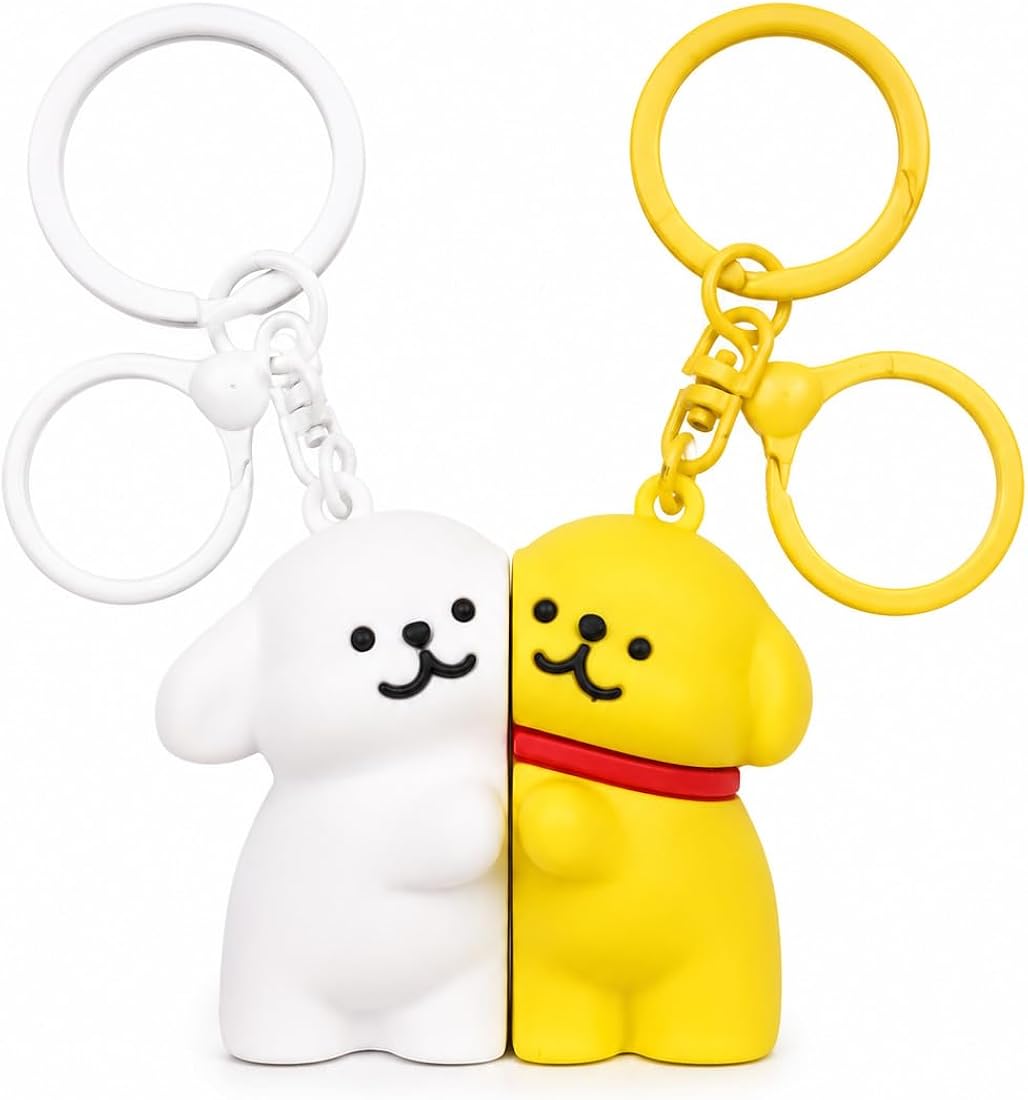 Kawaii dog hugging keychain
