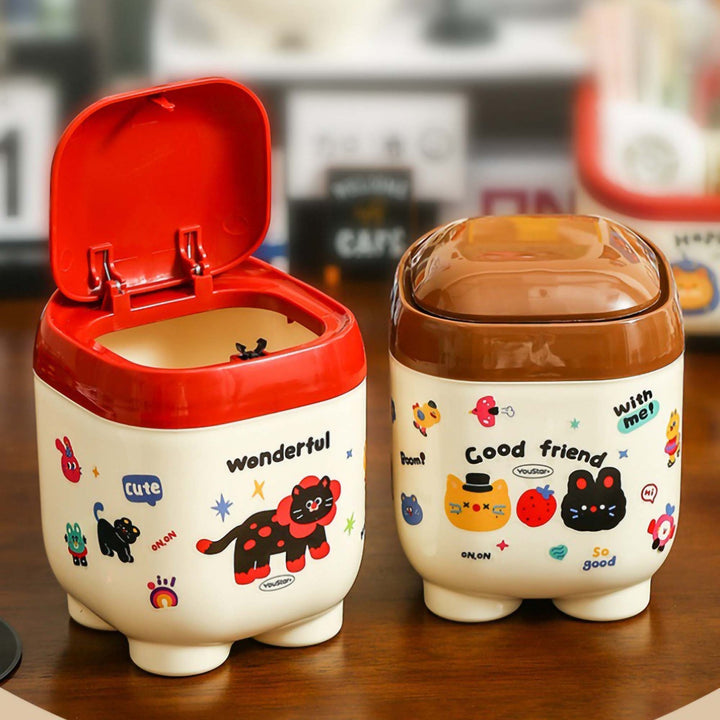 Kawaii dustbin with quirky stickers