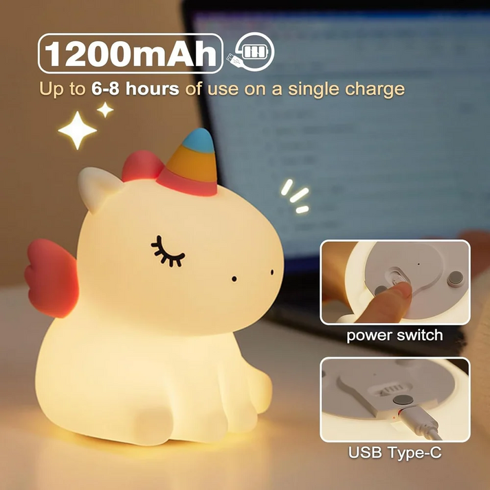 Kawaii unicorn tap lamp