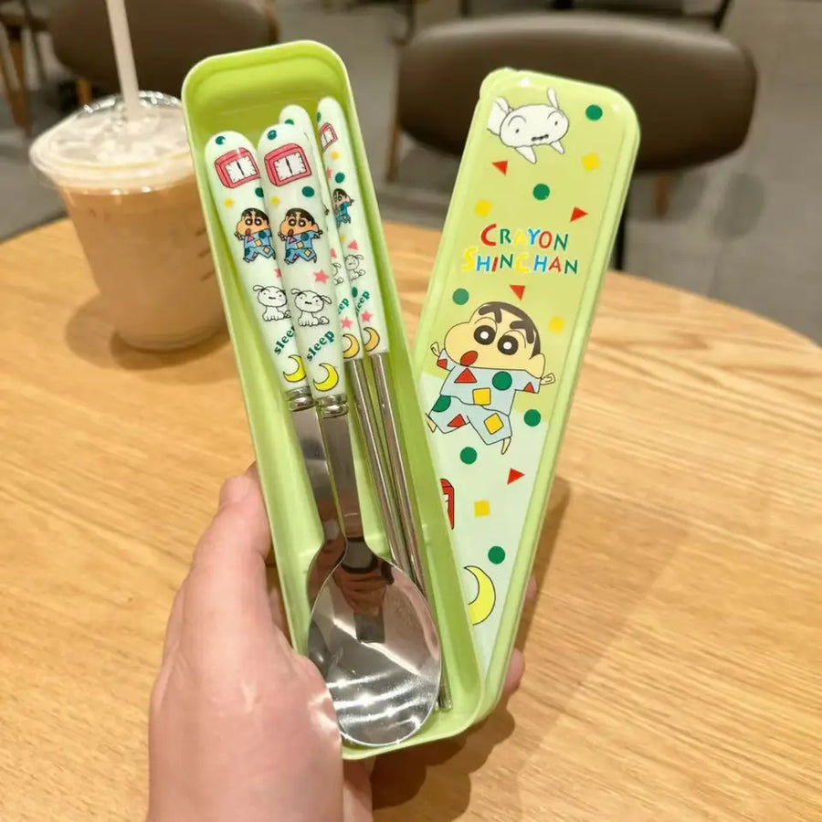 Kawaii shinchan cutlery set