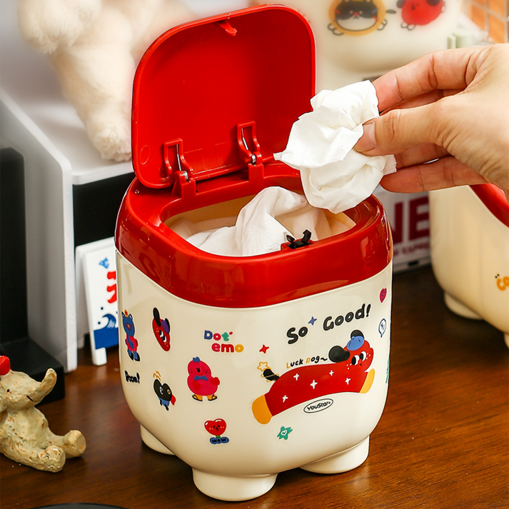 Kawaii dustbin with quirky stickers