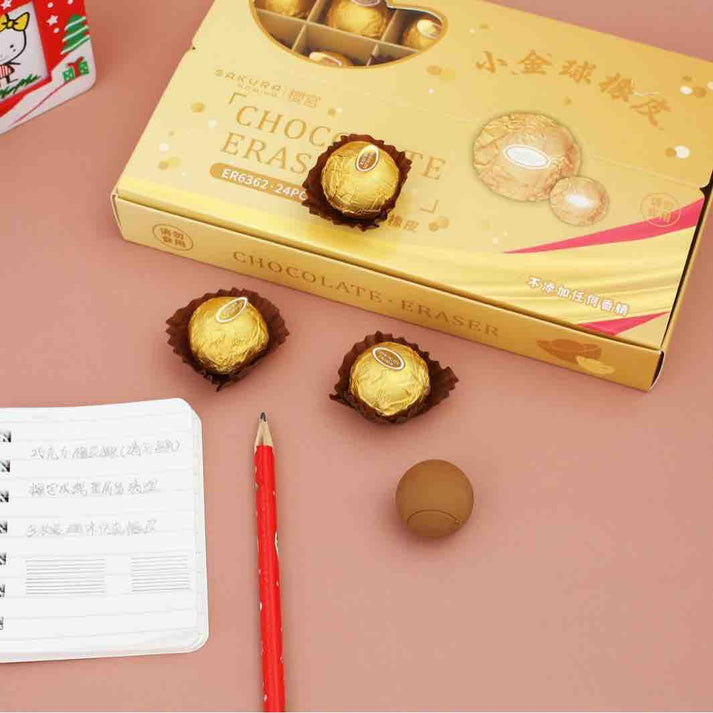 Chocolate eraser (ferrero rocher themed)