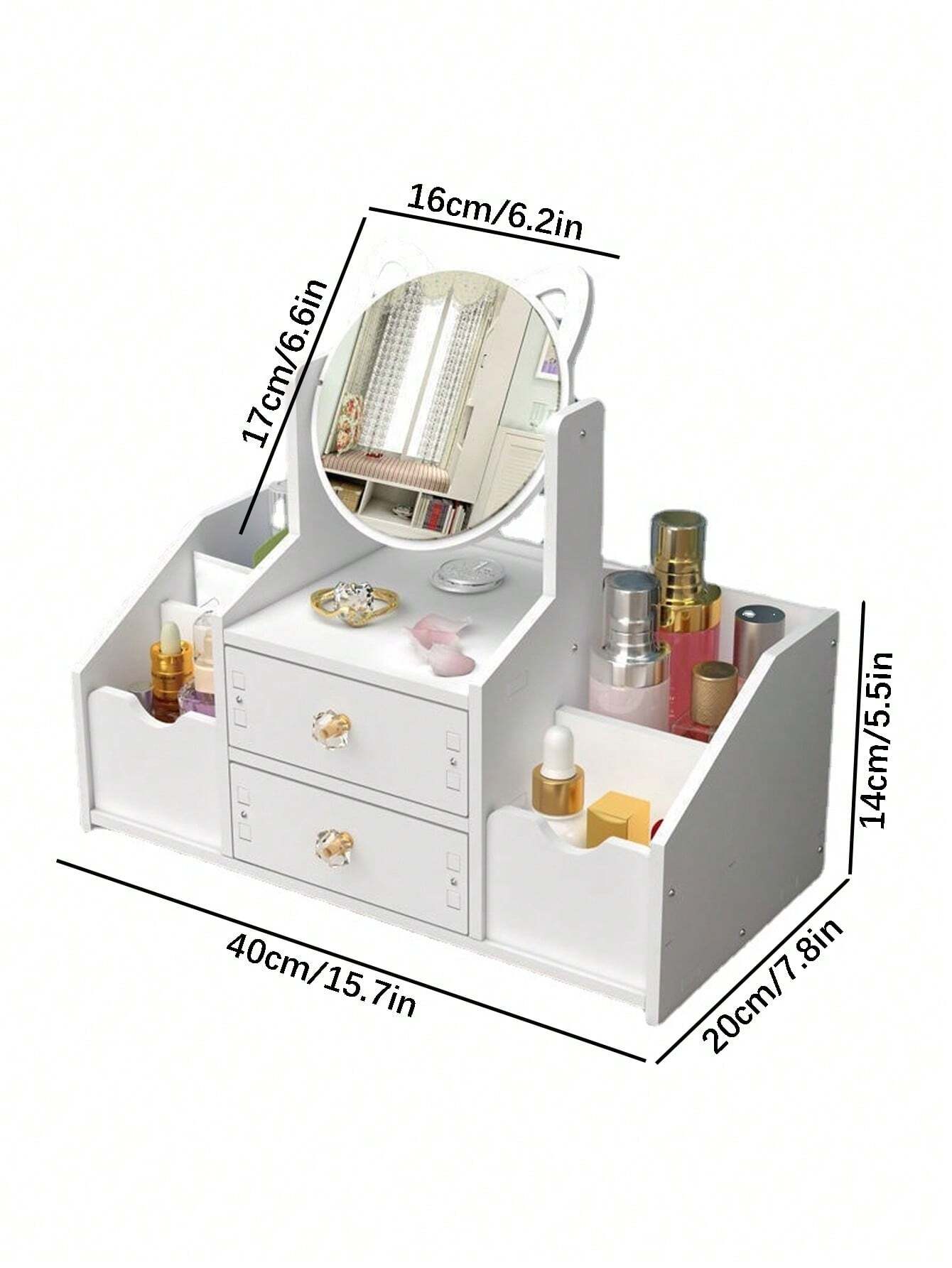 Cat mirror desk organizer