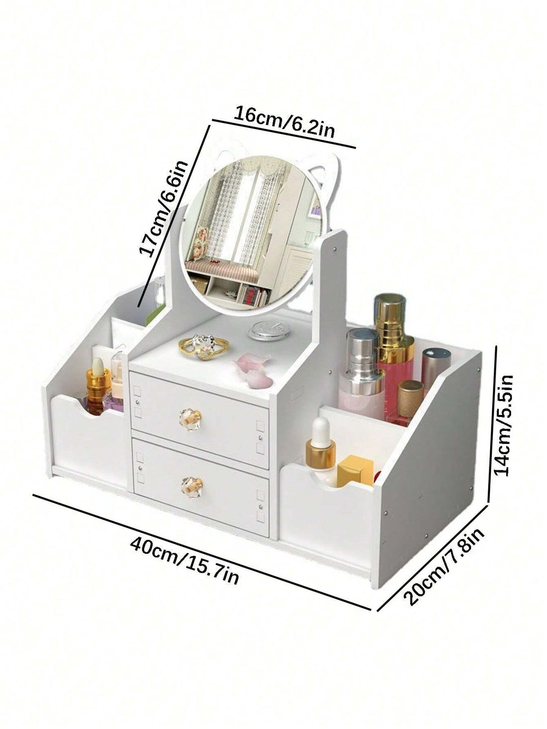 Cat mirror desk organizer