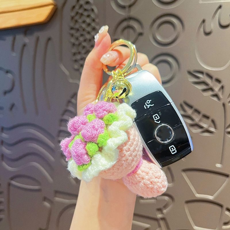 Flower crochet bouquet keychain