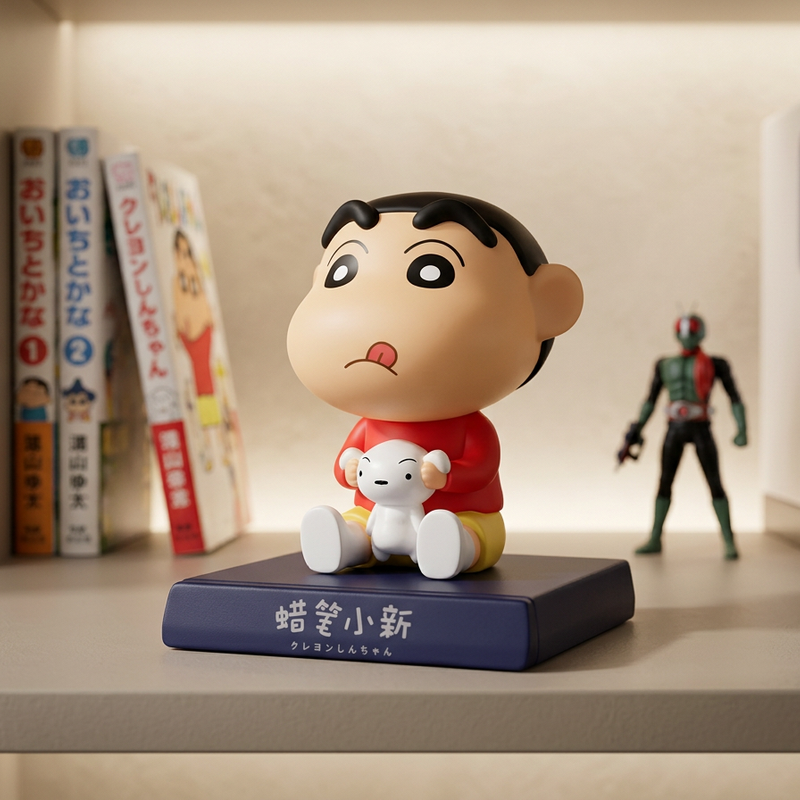 Shin-chan bobblehead figure with mobile holder