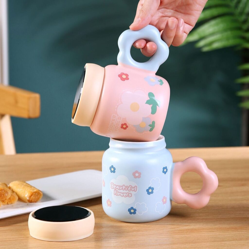 Flower mug with cap