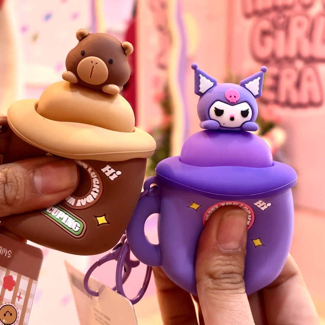 Pop up cup keychain