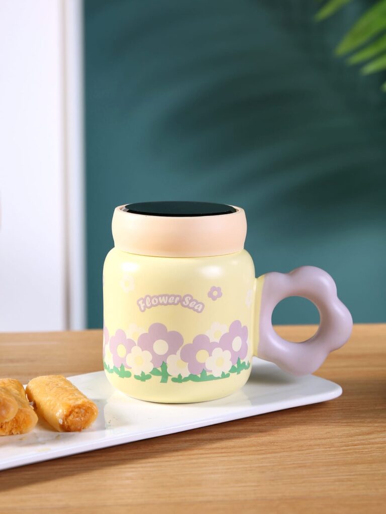 Flower mug with cap