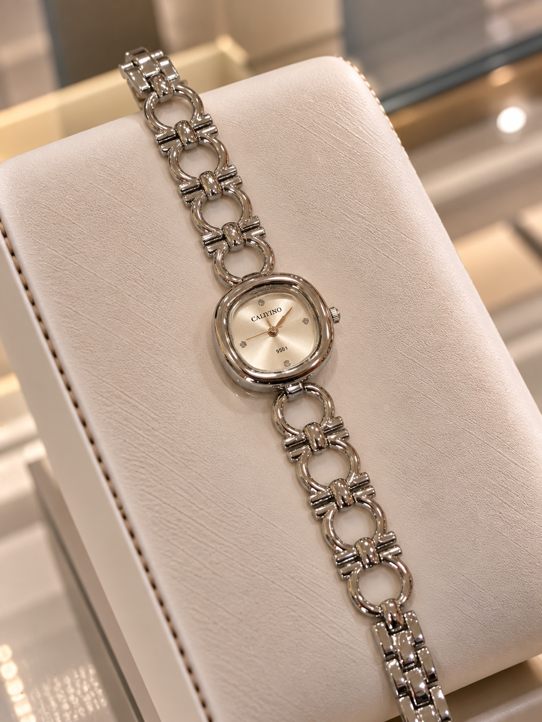 Opaline Silver Statement Watch