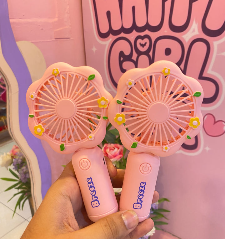 Flower hand fan with phone stand