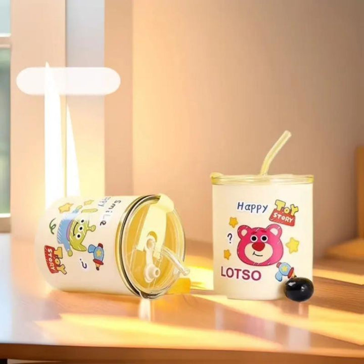 Kawaii cartoon mug with straw
