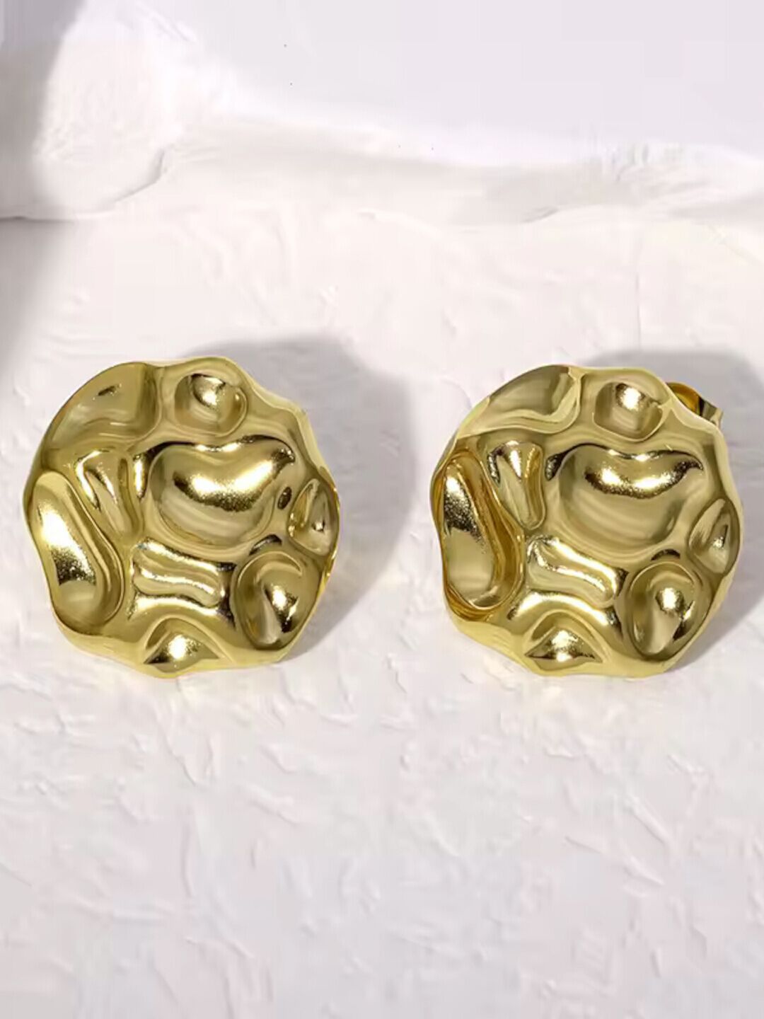 Gold coin anti tarnish earrings