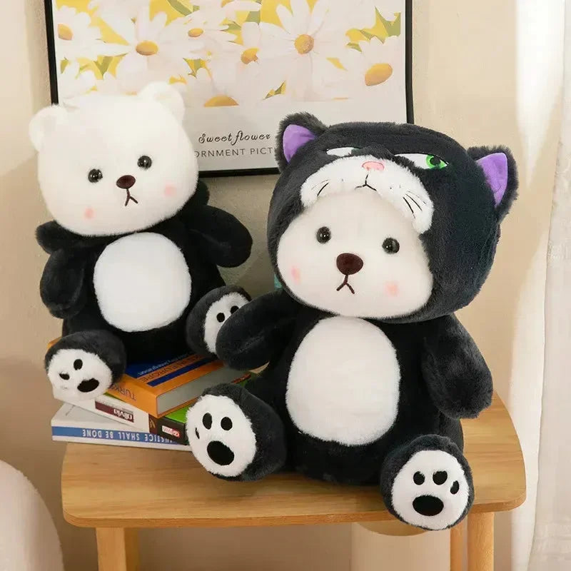Kawaii angry cat hoodie bear plushie