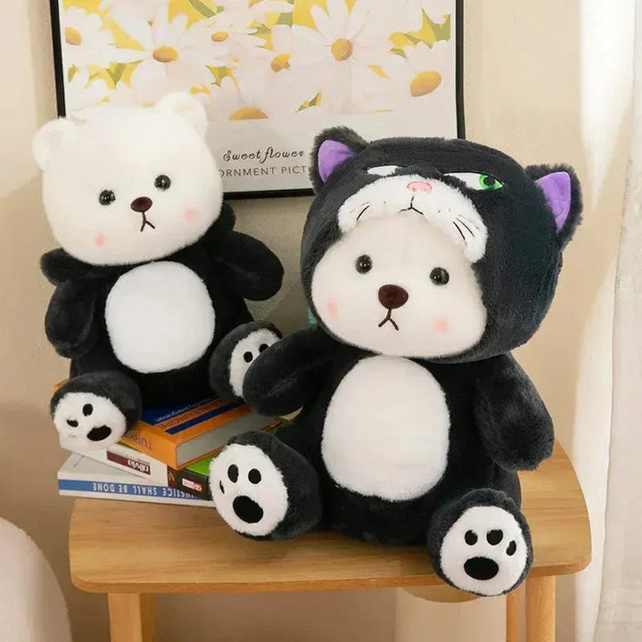 Kawaii angry cat hoodie bear plushie