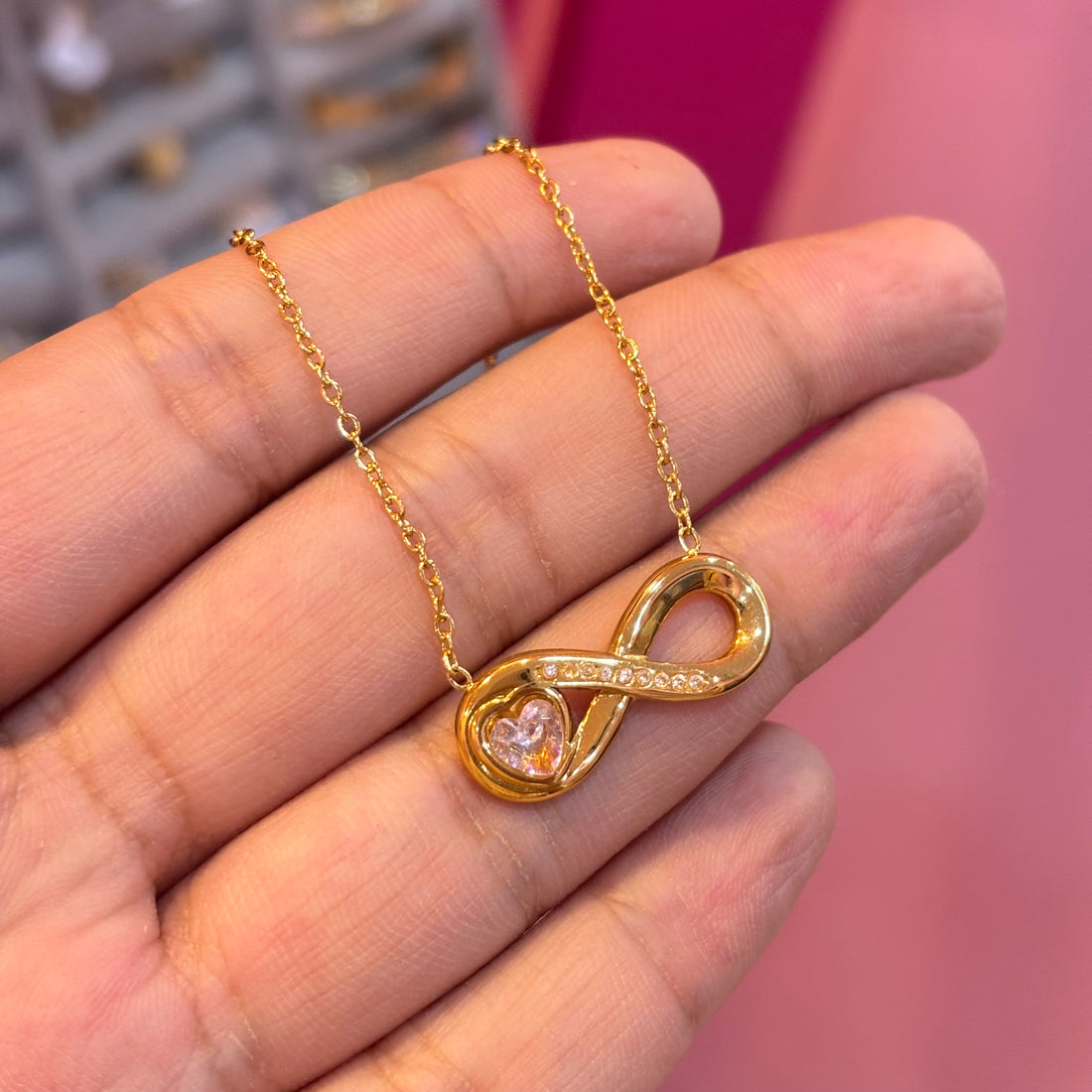 Infinity with heart neckpiece