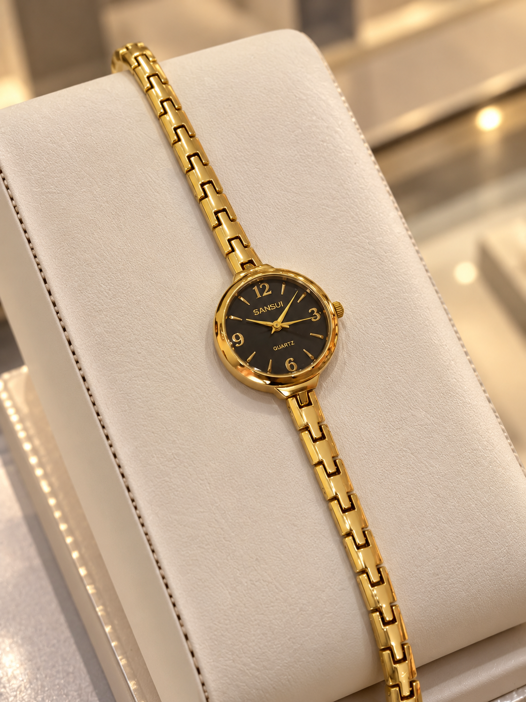 Midnight luxe gold bracelet watch