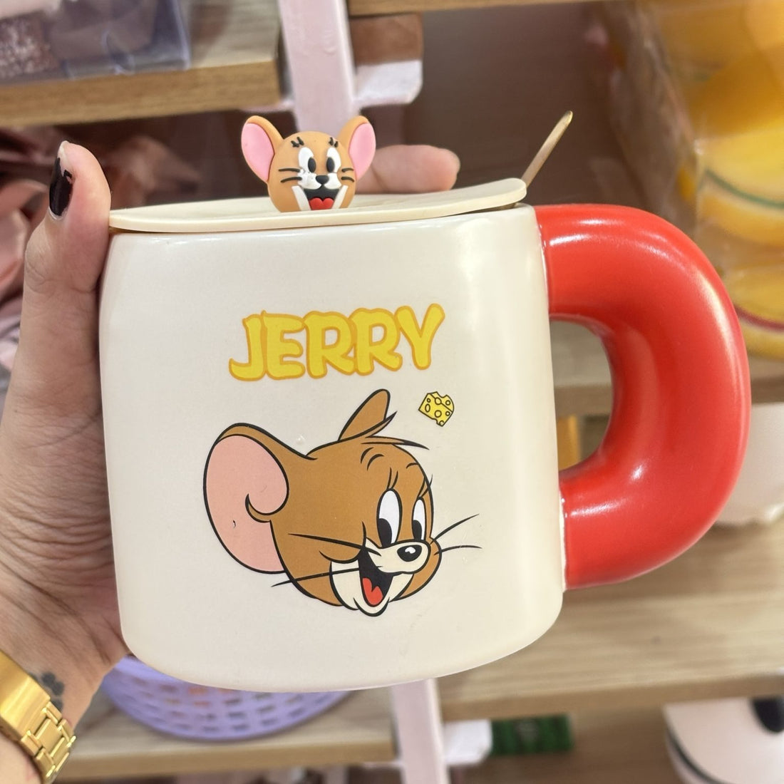 Tom and Jerry large mug with lid and spoon
