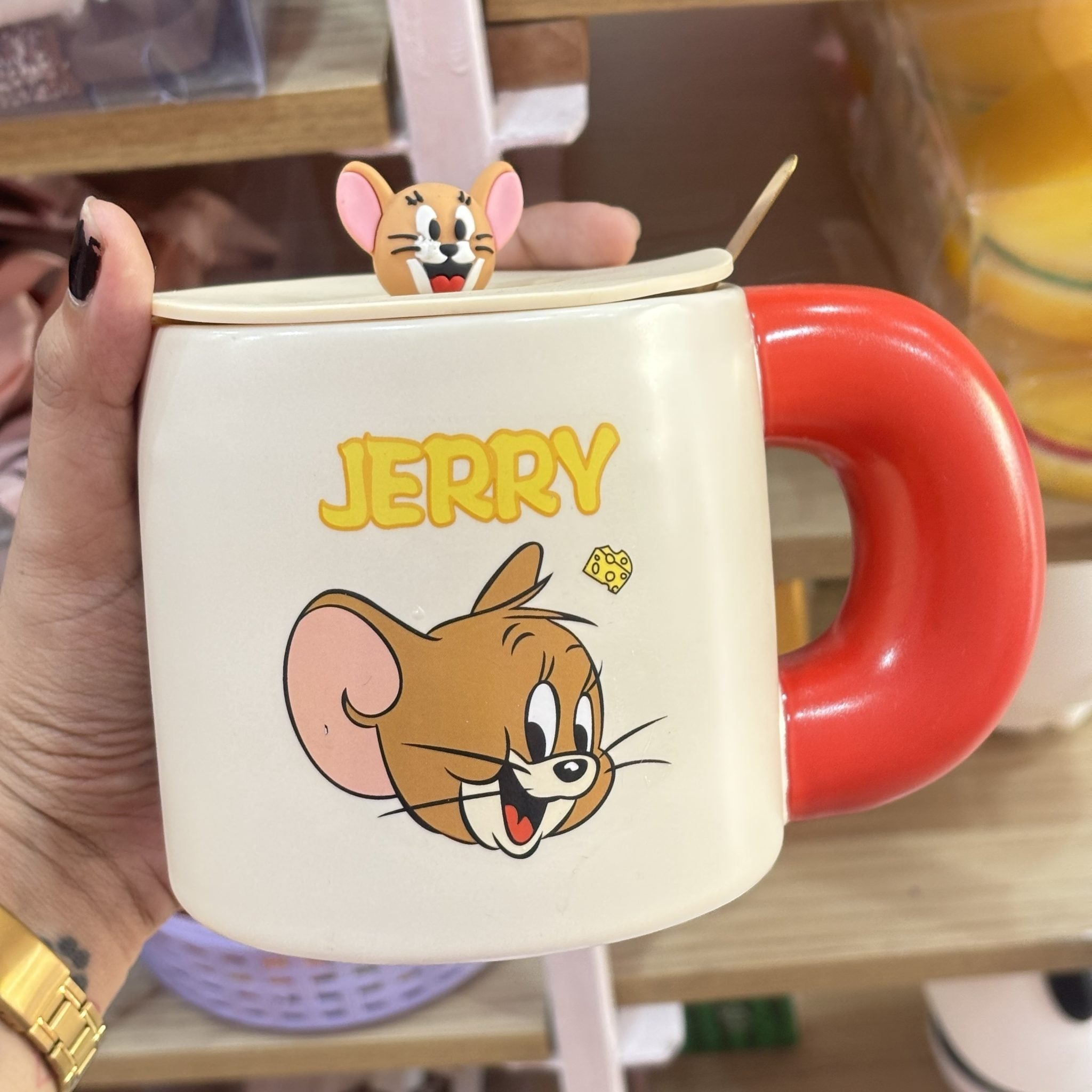 Tom and Jerry large mug with lid and spoon