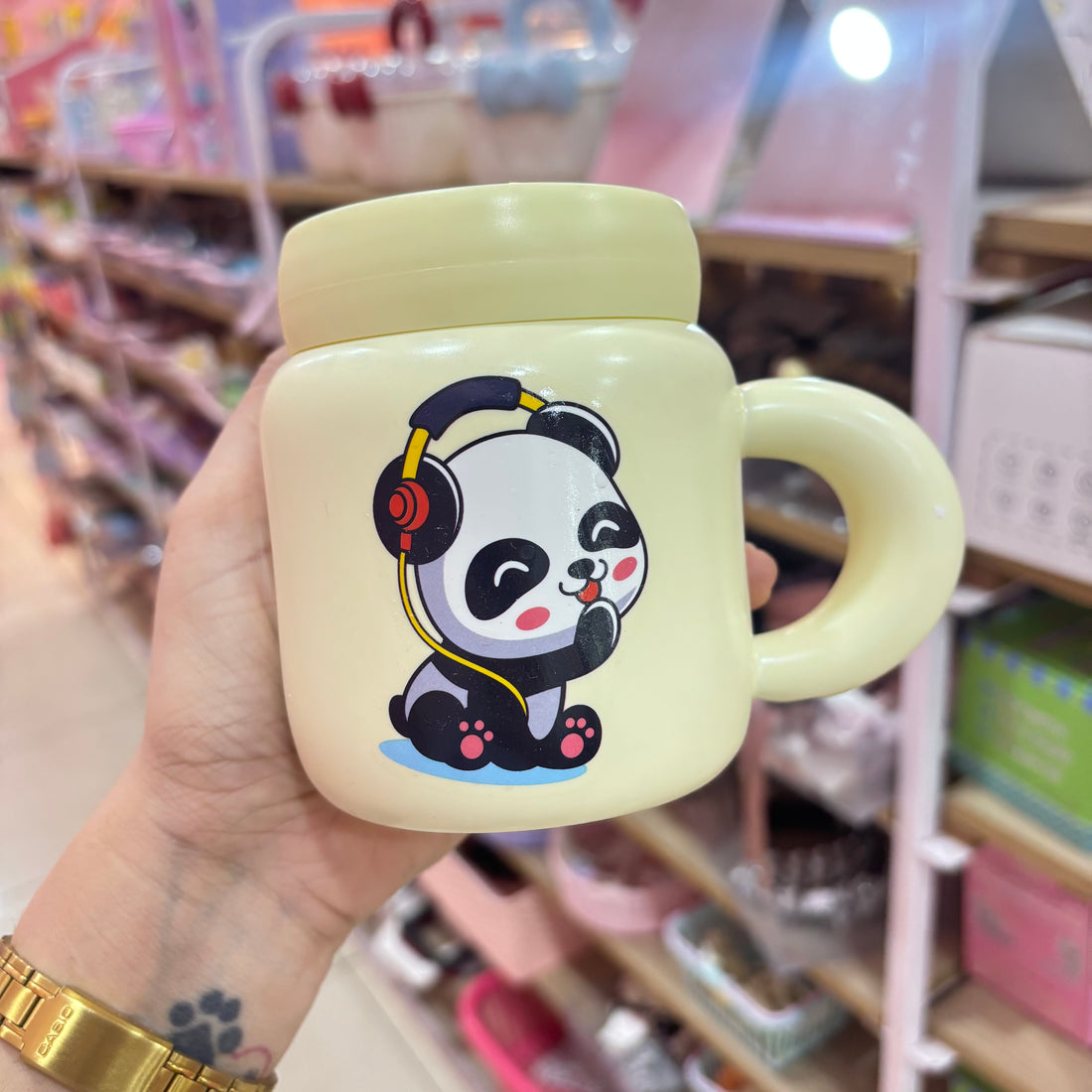 Panda mug with cap