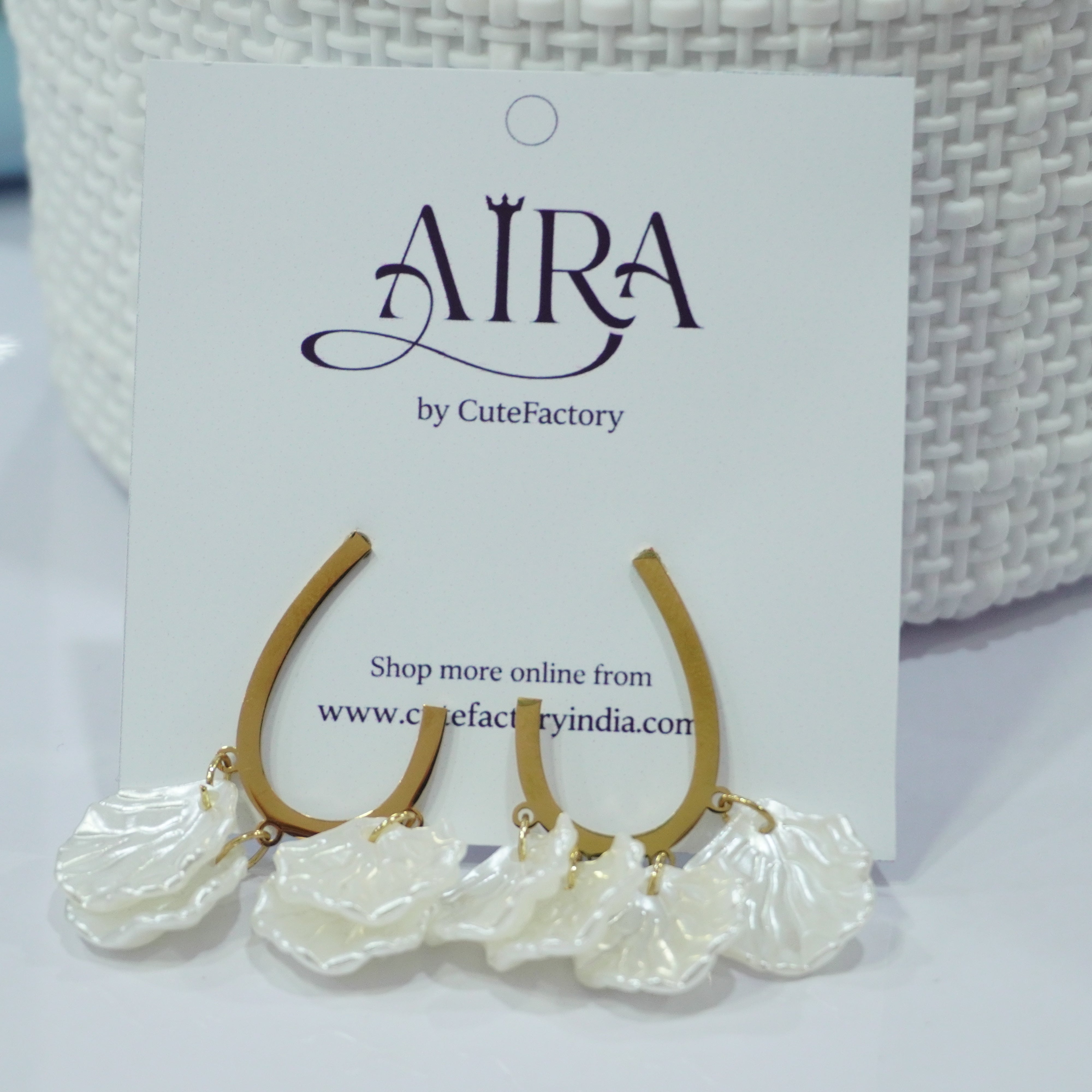 White petals anti tarnish earrings