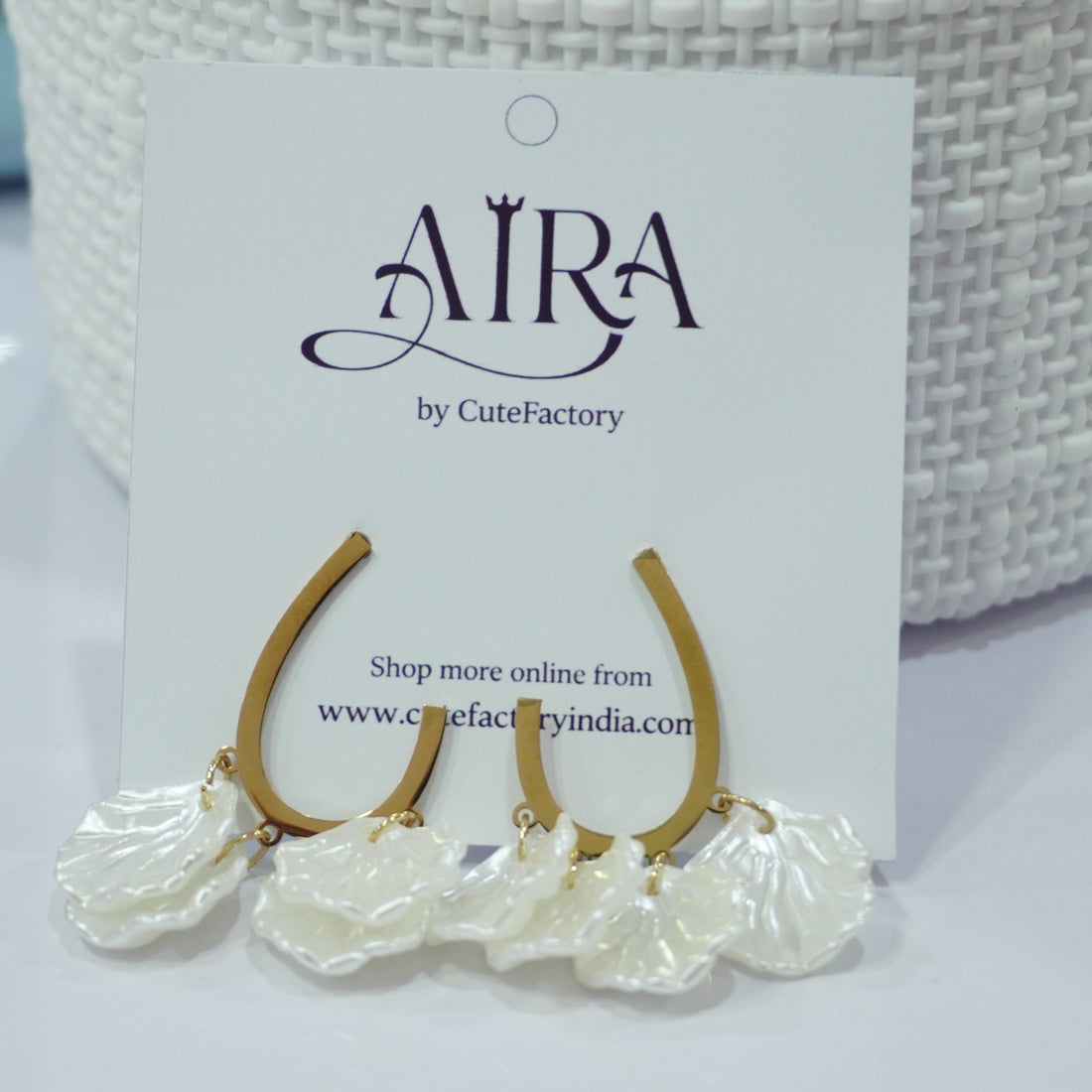 White petals anti tarnish earrings