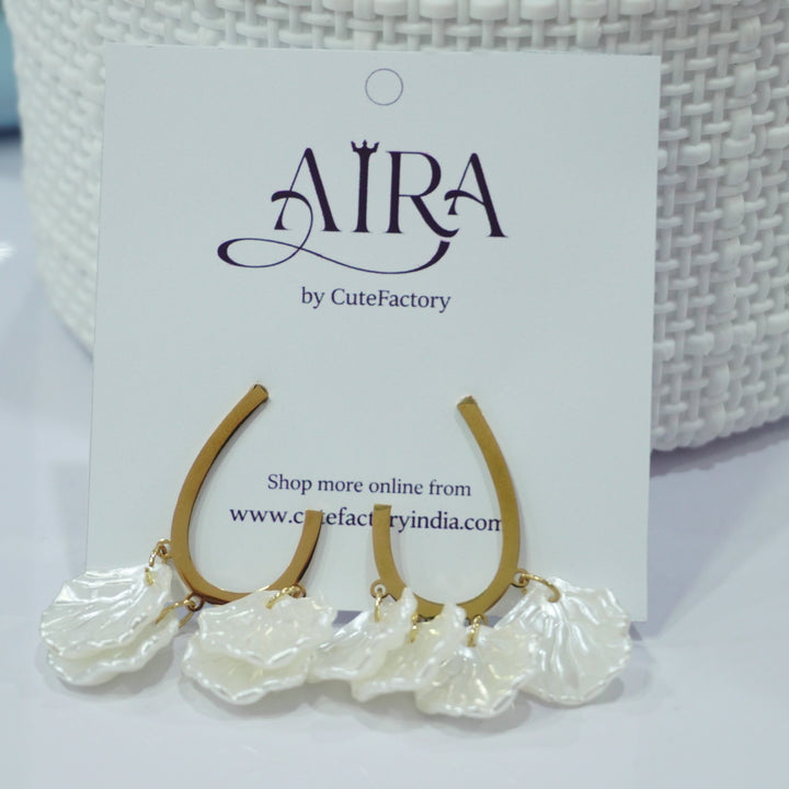 White petals anti tarnish earrings
