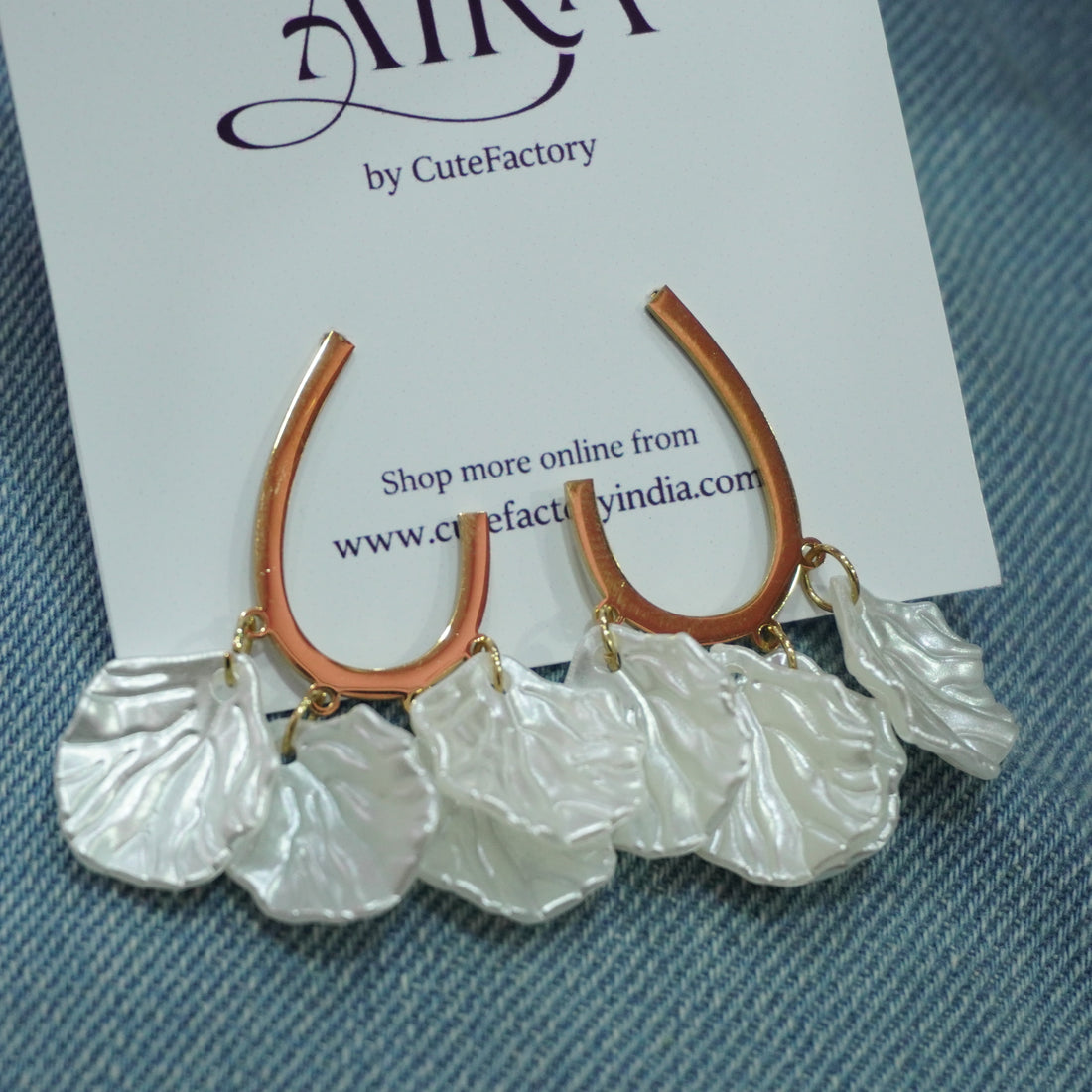 White petals anti tarnish earrings