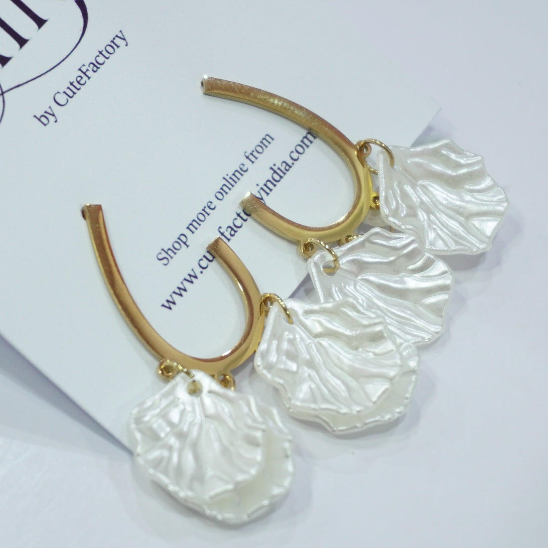 White petals anti tarnish earrings