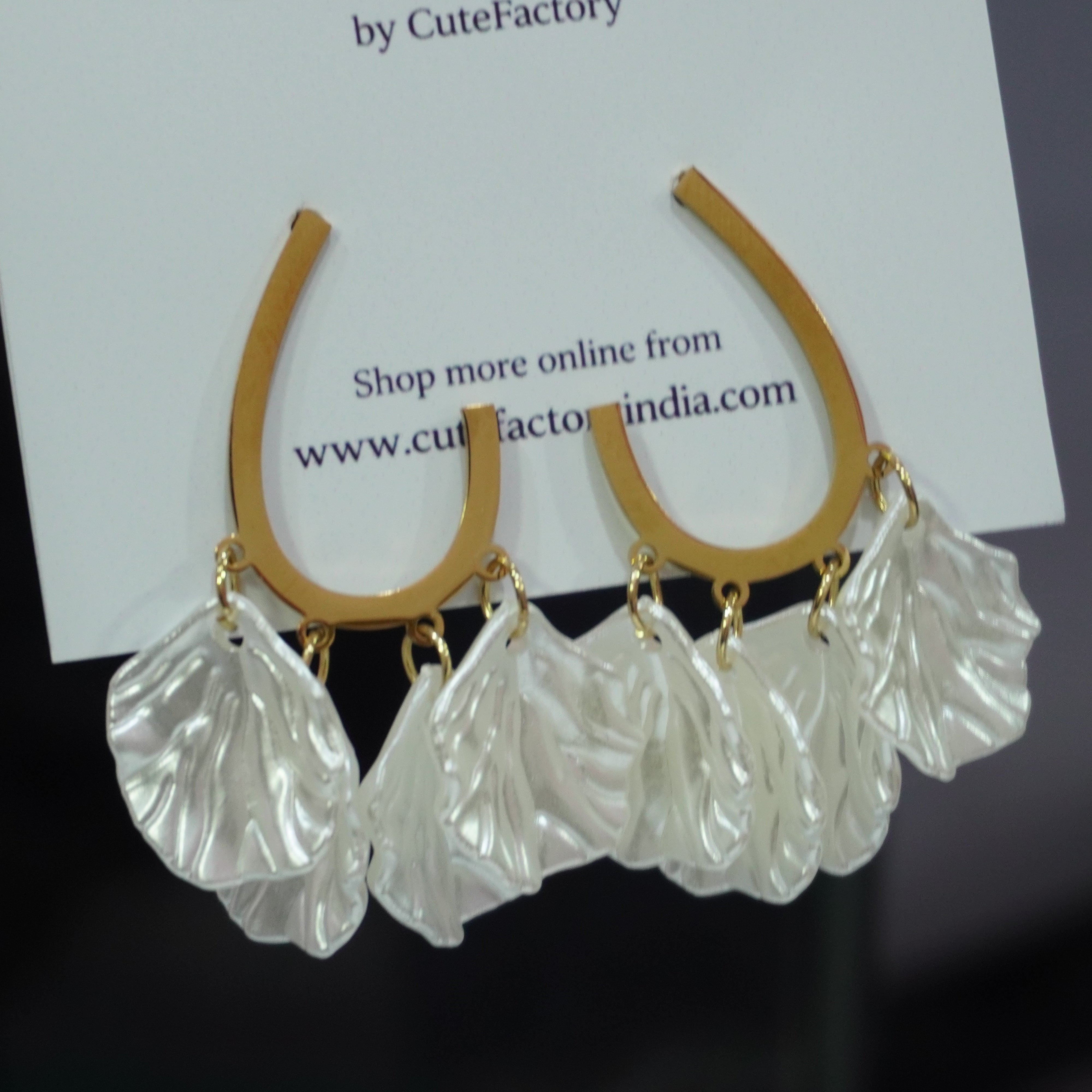 White petals anti tarnish earrings