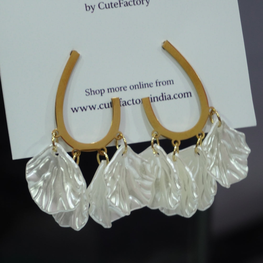 White petals anti tarnish earrings