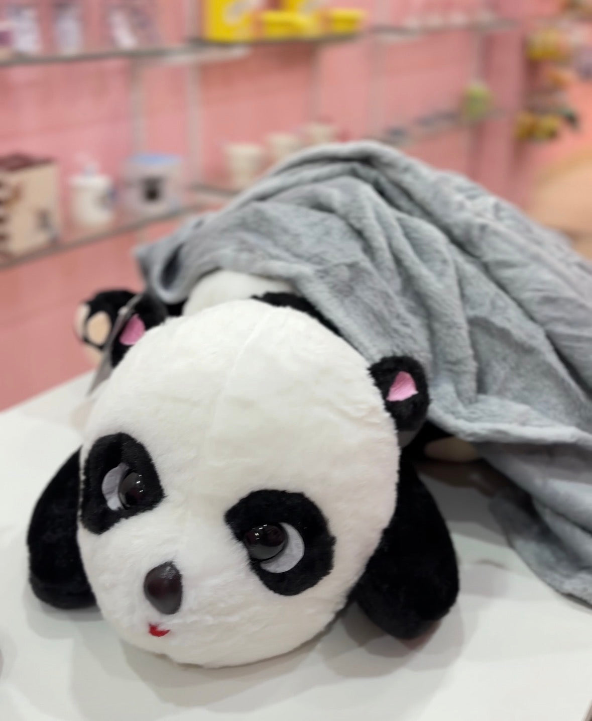 Panda pillow with blanket