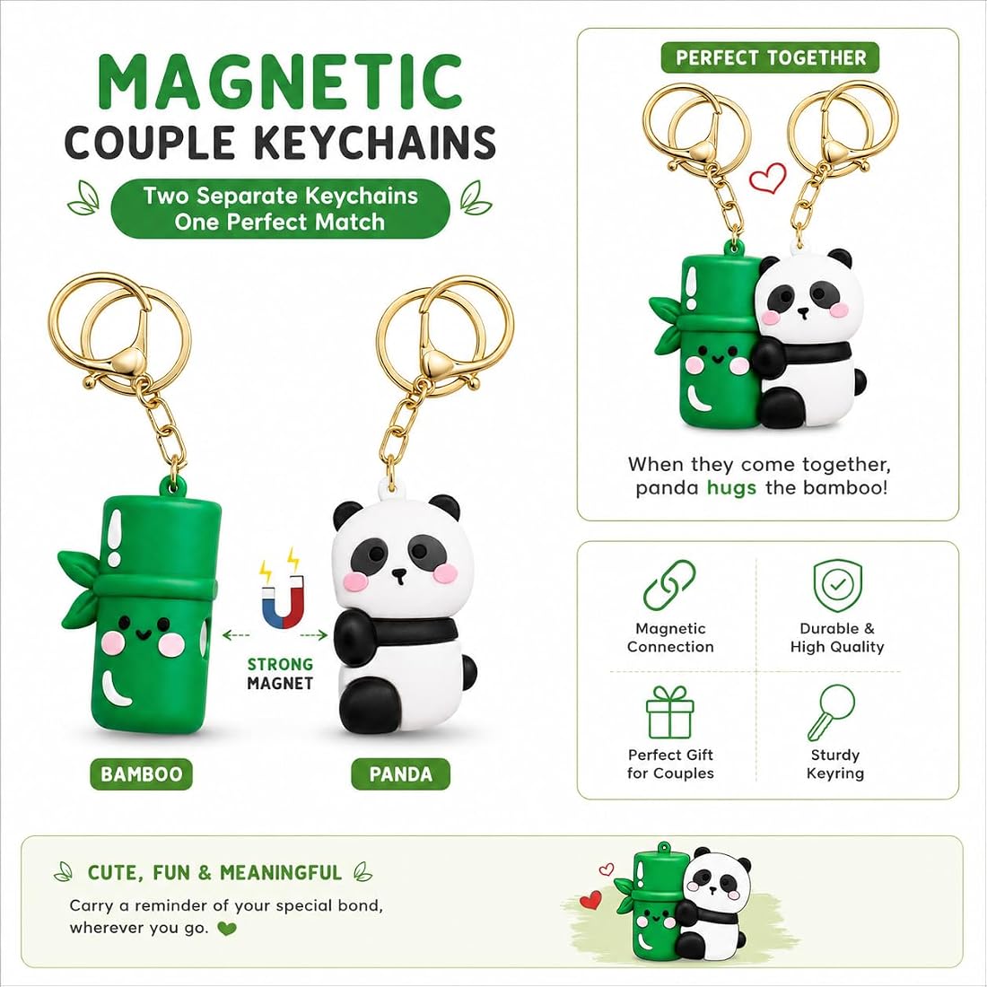 Bamboo panda hugging keychain
