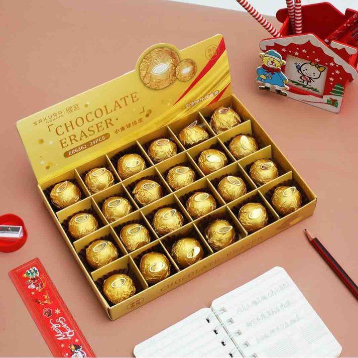 Chocolate eraser (ferrero rocher themed)