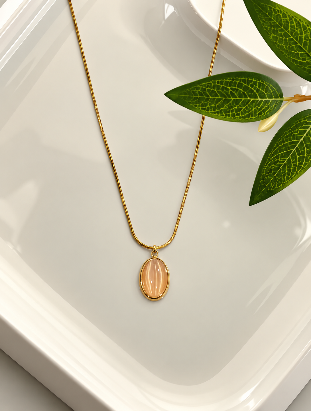 Peach stone neckpiece